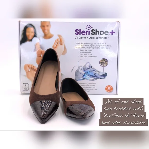 Flattered Studio Sz 6 Luxurious Suede & Croc-Embossed Brown Pointed Ballet Flats - Picture 16 of 17